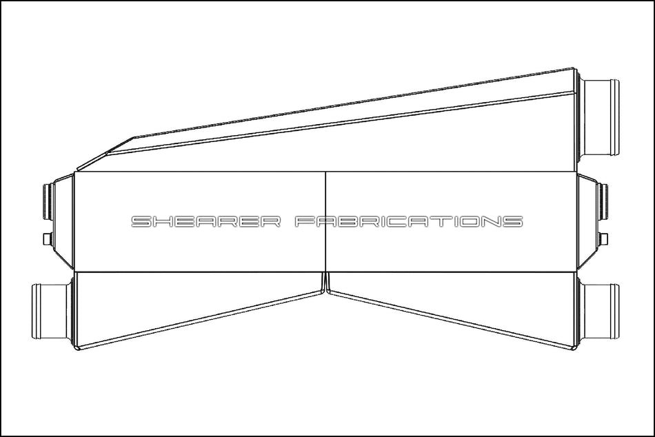 2000hp, Dual In, Single Out. Hose Barbs, 3" Inlets, 3.5" Outlet - HP Race Brands - Shearer Fabrications, Inc. - Intercooler