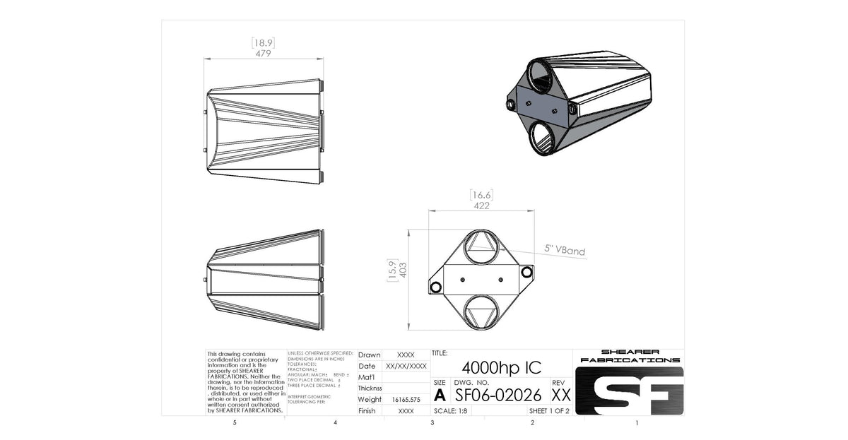 4000hp IC, 5" In/Out - HP Race Brands - Shearer Fabrications, Inc. - Intercooler