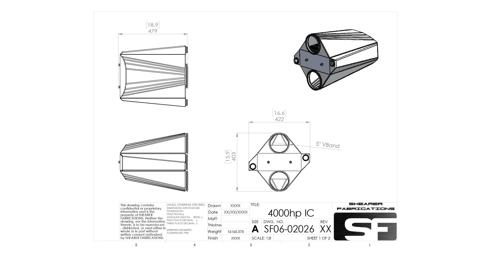 4000hp IC, 5" In/Out - HP Race Brands - Shearer Fabrications, Inc. - Intercooler