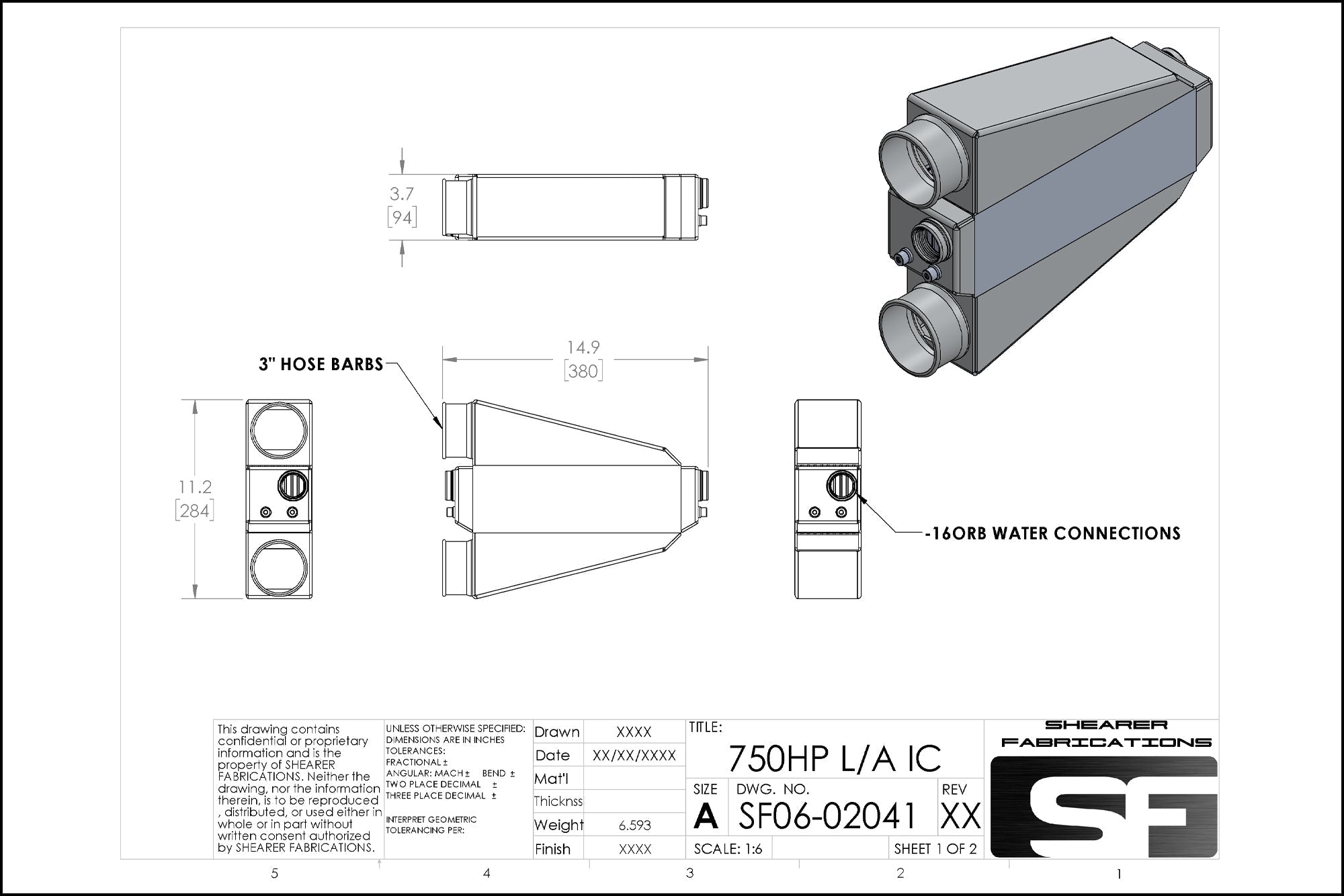 750hp Single In/Out - HP Race Brands - Shearer Fabrications, Inc. - Intercooler