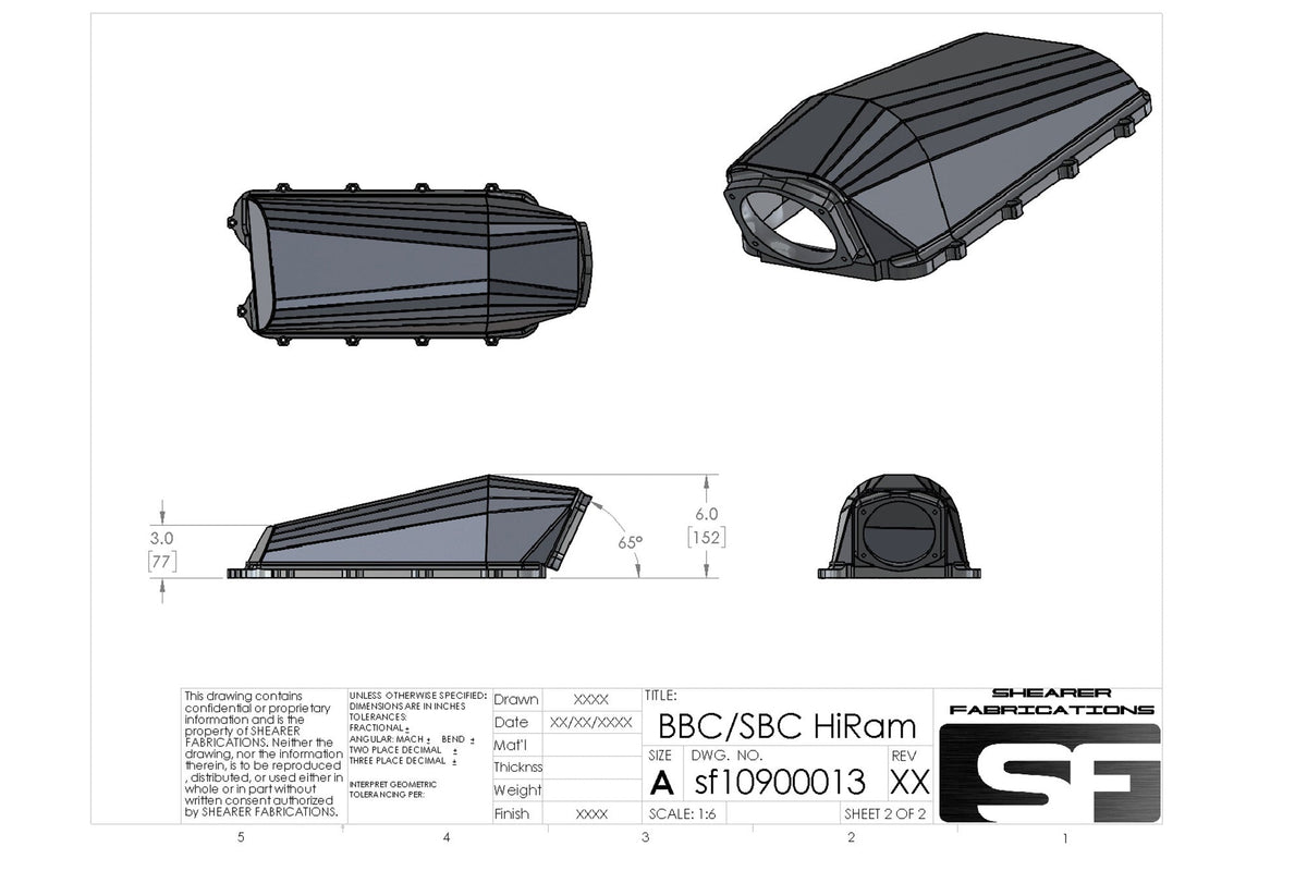 BBC/SBC HiRam Sheetmetal Lid - HP Race Brands - Shearer Fabrications, Inc. - Intake Lid