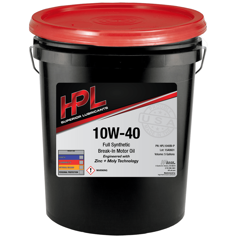 Break - In Motor Oil - 5 Gallon Pail - HP Race Brands - HPL Superior Lubricants - Engine Oil