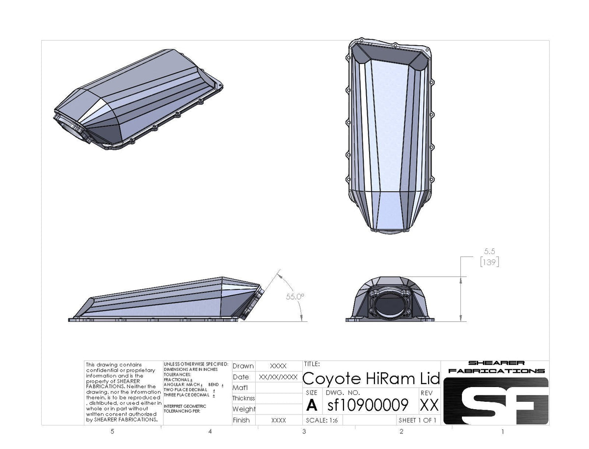 Coyote HiRam Sheetmetal Lid - HP Race Brands - Shearer Fabrications, Inc. - Intake Lid