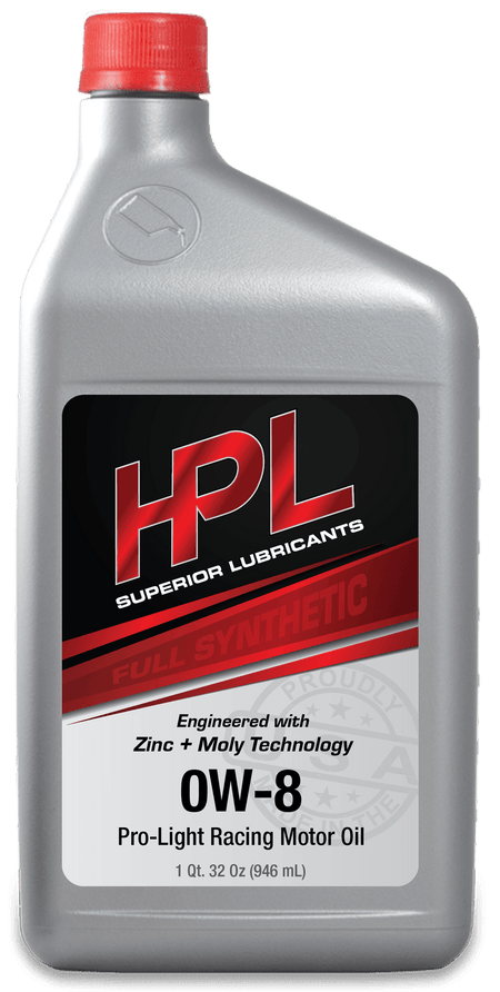 HPL 0W8 Pro - Light Racing Motor Oil - HP Race Brands - HPL Superior Lubricants - Engine Oil