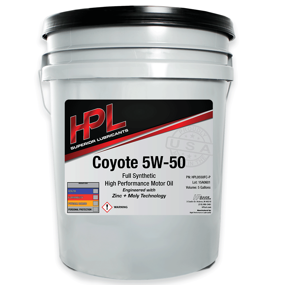 HPL Coyote 5W50 High Performance Motor Oil - HP Race Brands - HPL Superior Lubricants - Engine Oil