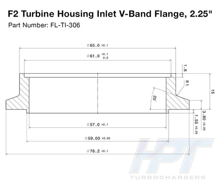 HPT F1 / F1.5 / F2 V - Band Inlet Flange - 2.25" - HP Race Brands - HPT Turbo - Flange