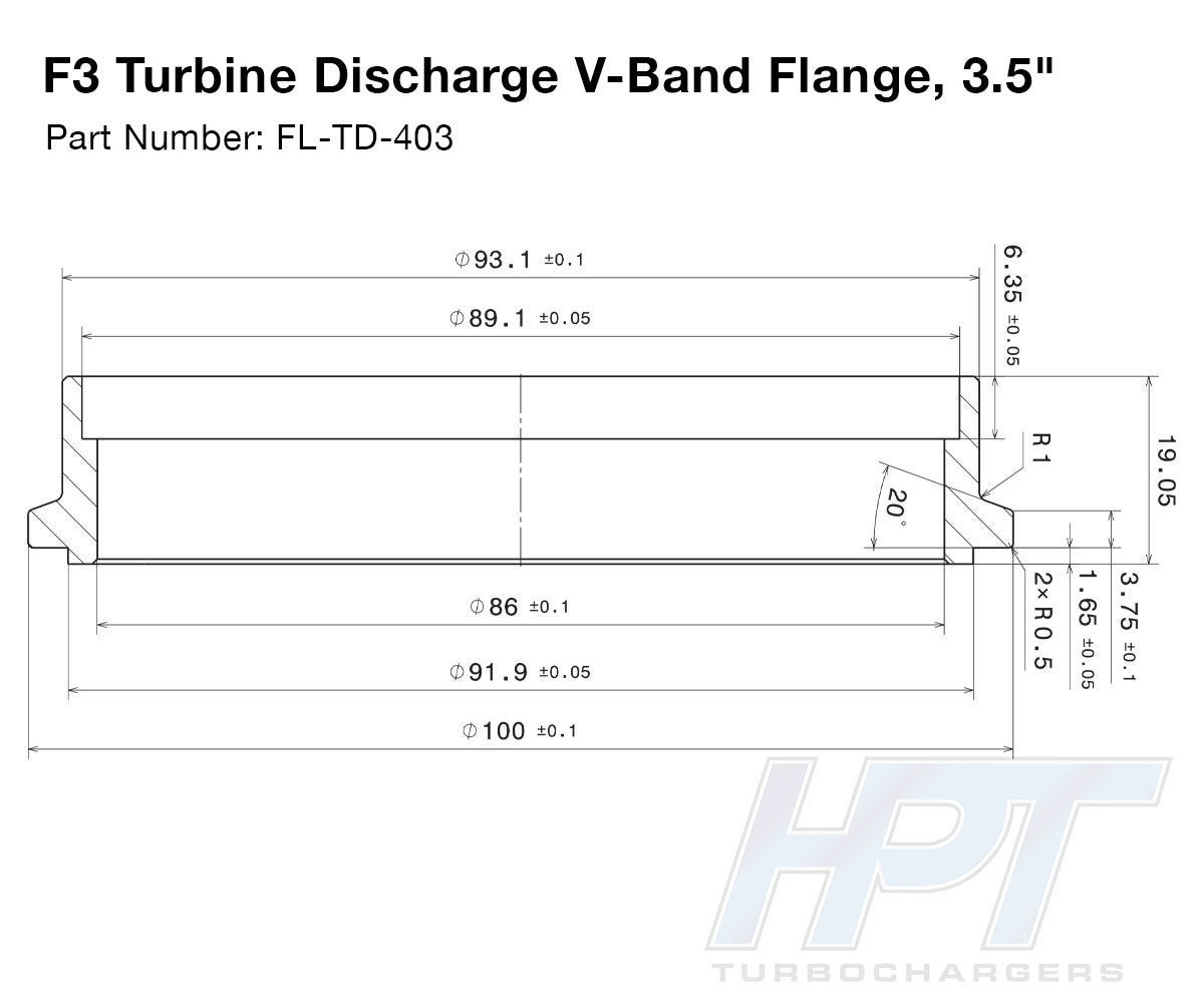 HPT F3 T4 Discharge Flange & Clamp Kit - 3.50" - HP Race Brands - HPT Turbo - Clamp & Flange Kit