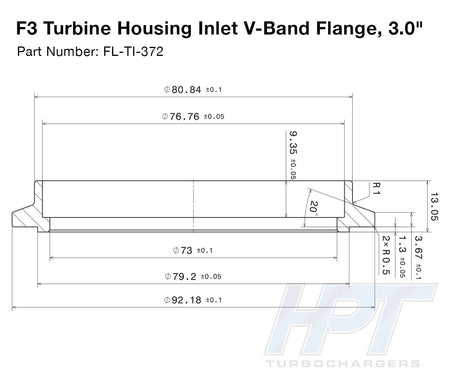 HPT F3 V - Band Inlet Flange - 3.00" - HP Race Brands - HPT Turbo - Flange