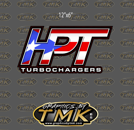 HPT Turbo with Puerto Rico Flag Vinyl Decal - 12" - HP Race Brands - HPT Turbo - Apparel & Merchandise