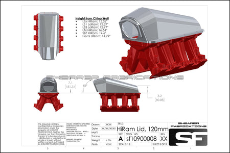 LS/LT/SBF/Hemi Hiram Sheetmetal Lid, 120mm TB - HP Race Brands - Shearer Fabrications, Inc. - Intake Lid