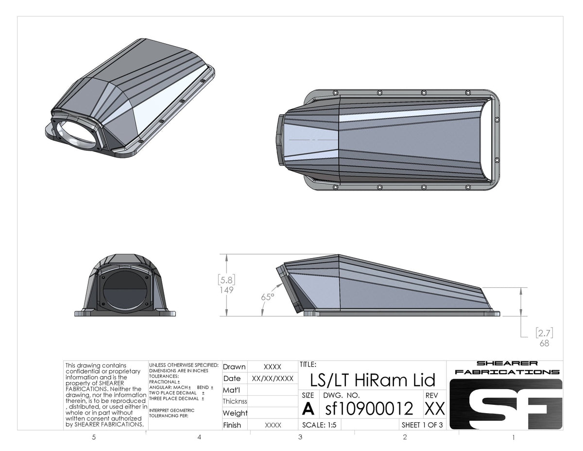 LS/LT/SBF/Hemi HiRam Sheetmetal Lid - HP Race Brands - Shearer Fabrications, Inc. - Intake Lid
