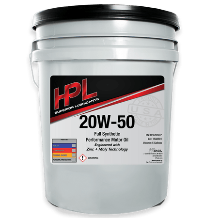 Performance Motor Oil - 5 Gallon Pail - HP Race Brands - HPL Superior Lubricants - Engine Oil