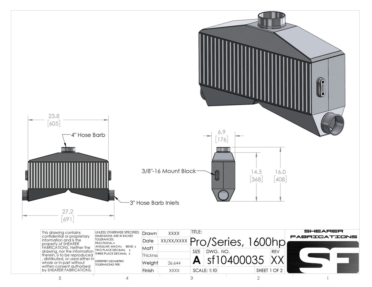 Pro/Series, TT, 1600hp - HP Race Brands - Shearer Fabrications, Inc. - Intercooler