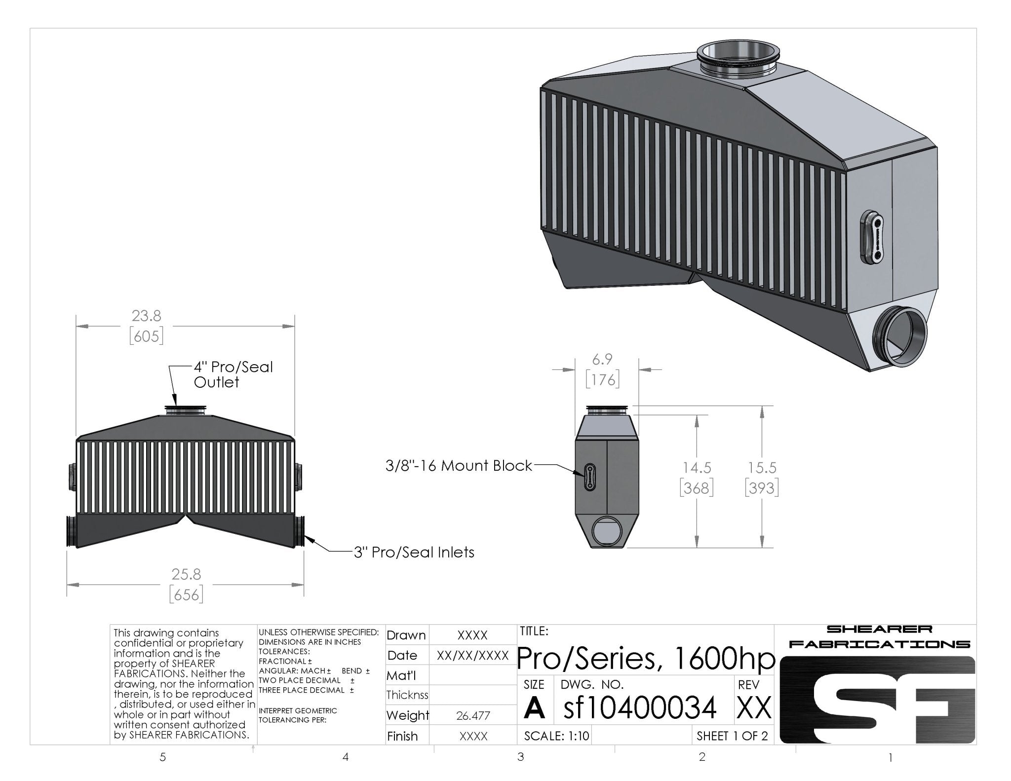 Pro/Series, TT, 1600hp - HP Race Brands - Shearer Fabrications, Inc. - Intercooler