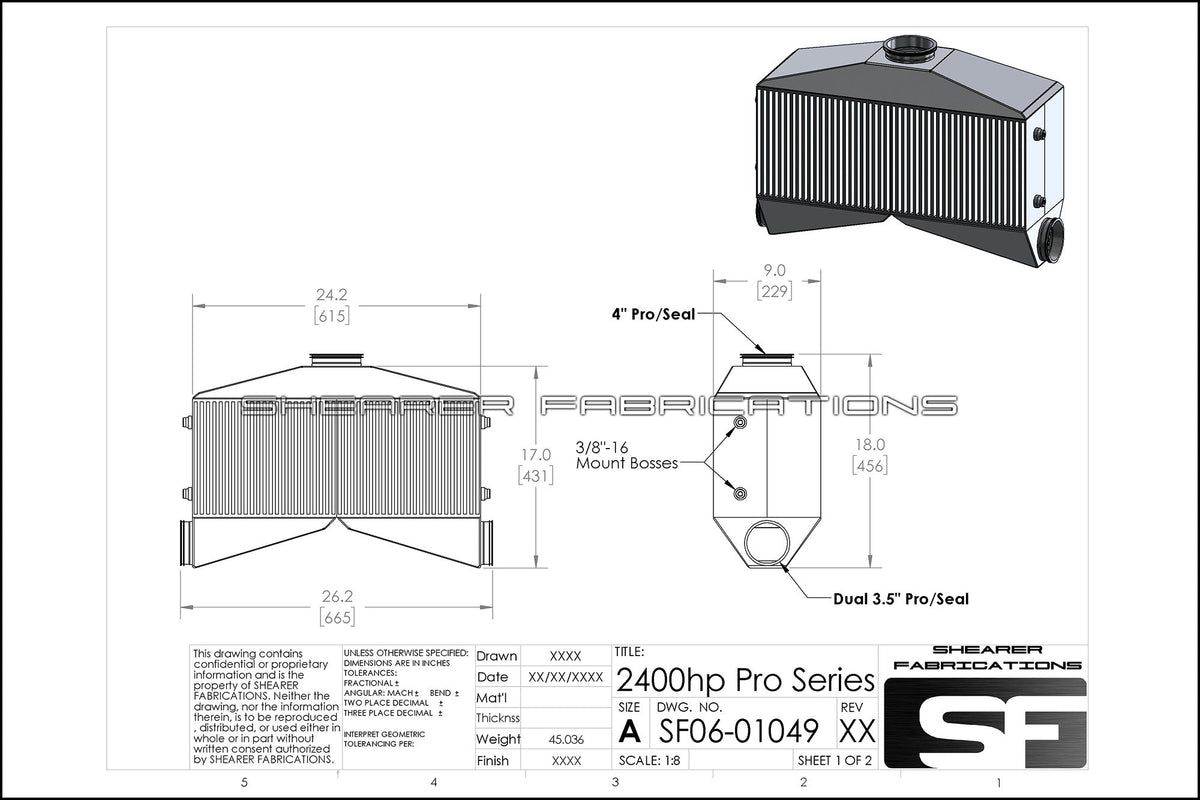 Pro/Series, TT, 2400hp - HP Race Brands - Shearer Fabrications, Inc. - Intercooler
