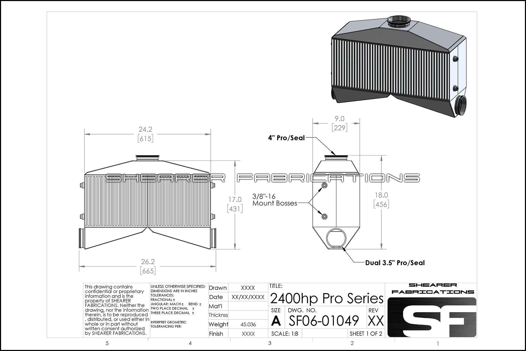 Pro/Series, TT, 2400hp - HP Race Brands - Shearer Fabrications, Inc. - Intercooler