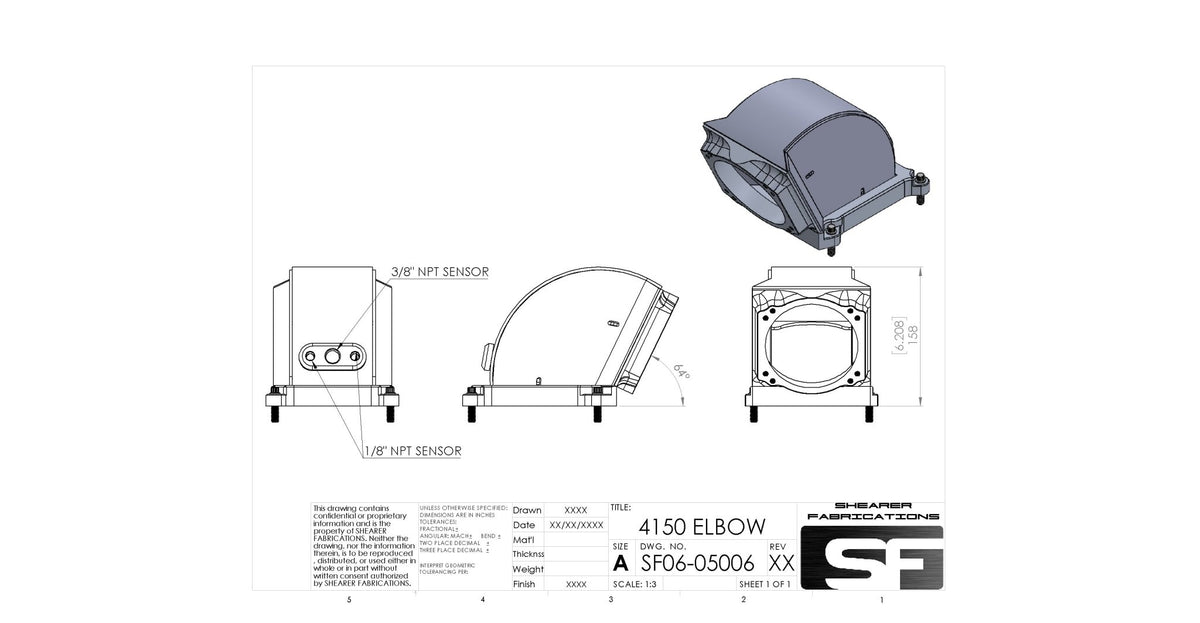Shearer Fab 4150 Elbow - HP Race Brands - Shearer Fabrications, Inc. - Intake Elbow