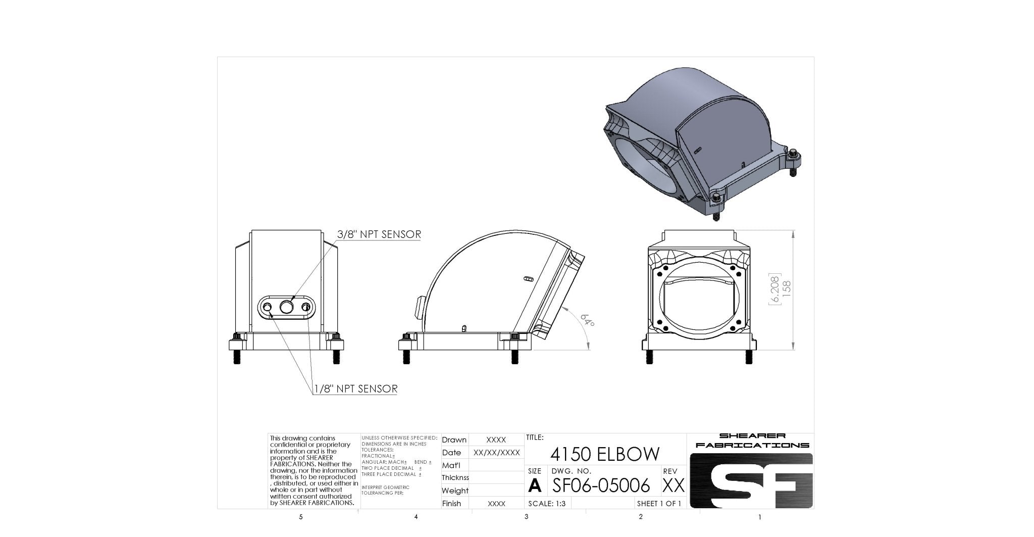 Shearer Fab 4150 Elbow - HP Race Brands - Shearer Fabrications, Inc. - Intake Elbow