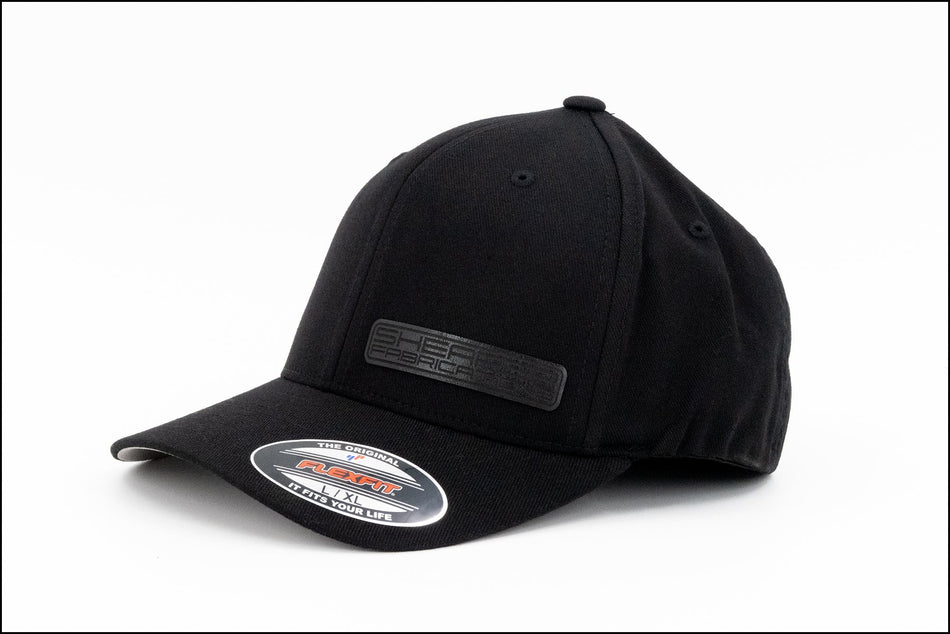 Shearer Fab Black on Black Patch, Black Flex Fit hat - HP Race Brands - Shearer Fabrications, Inc. - Apparel